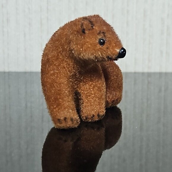 Vintage Kunstlerschutz Flocked Brown Bear Sitting Bear Handwork West Germany - Picture 2 of 9